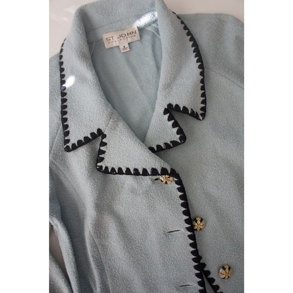 Vintage St. John Blue Knit Jacket with Contrast Trim & Gold Buttons – Size 8 - Picture 7 of 7